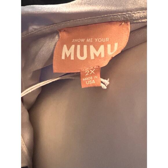 NWT Show Me Your MuMu Samantha Ruffle Cap Sleeve Wrap Silver Dress 2X - Picture 4 of 10